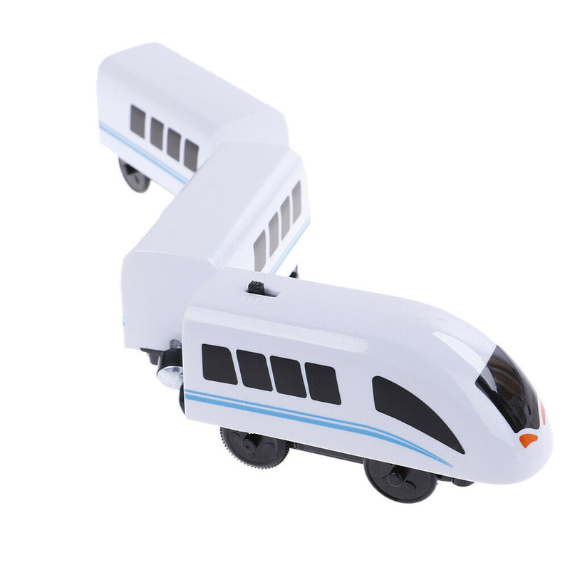 3Pcs White combination of magnetic electric locomotive train for wooden trackÂ·q