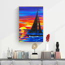 Full Drill Round Diamond Painting Sailboat Cross Stitch Embroidery Mosaic