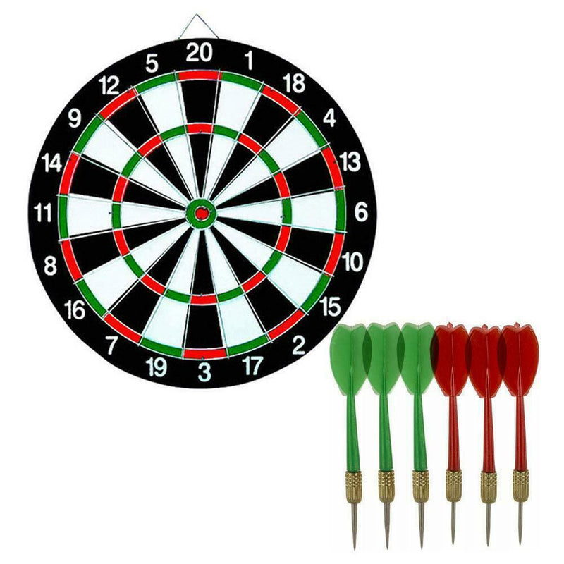 Dartboard 15" Double Sided Indoor Outdoor Game With 6pcs Darts Toys