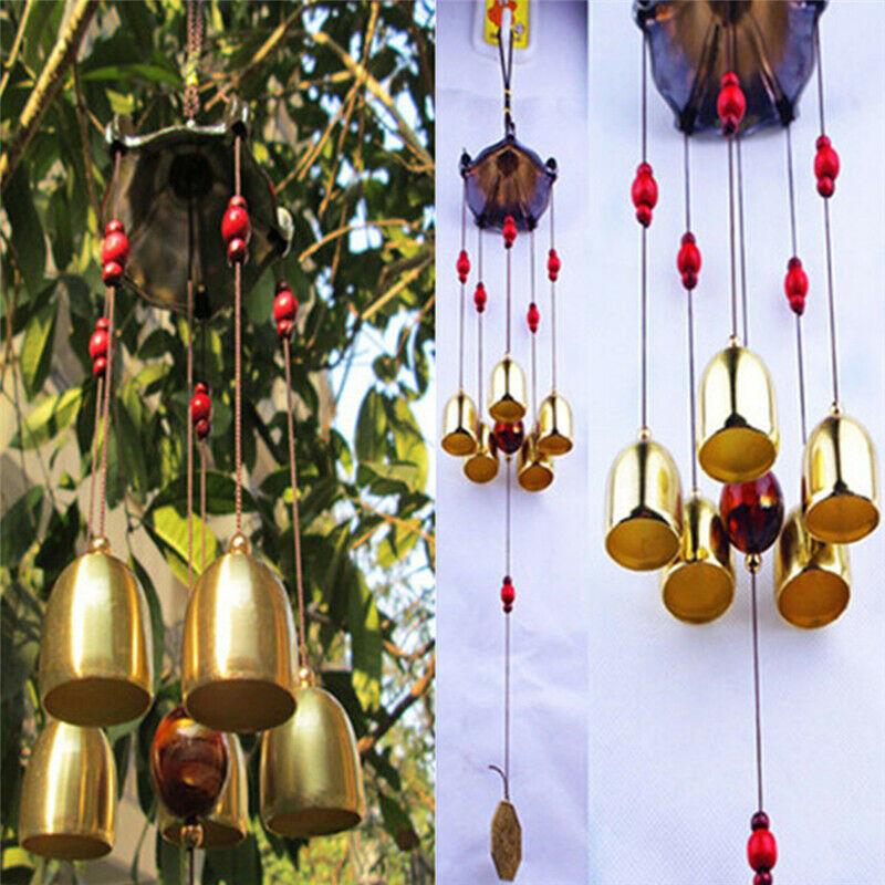 5 Bells Wind Chimes Antirust Bell Outdoor Decorations Lucky Metal Pagoda Be