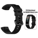 Soft TPU Watch Band Bracelet Wrist Strap for Huawei Band 3 Pro (Black) A