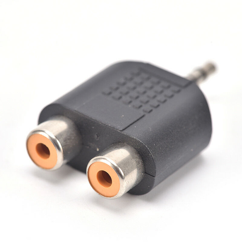 2X 3.5mm Male to 2 RCA Female Y Splitter AV-Audio Video Plug Converter-AdapB ES