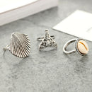 3 Pcs/Set Women Carved Sea Shell Ring Set Knuckle Rings Boho Beach Jewelry  D9Y6
