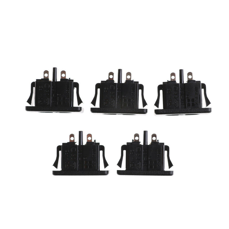 5Pcs AC250V 2.5A IEC320 C8 Male 2 Pins Power Inlet Socket Panel Embedded Lt