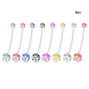 8pcs Maternity Belly Bar Flexible Crystal Pregnancy Navel Ring Belly Butto FPK