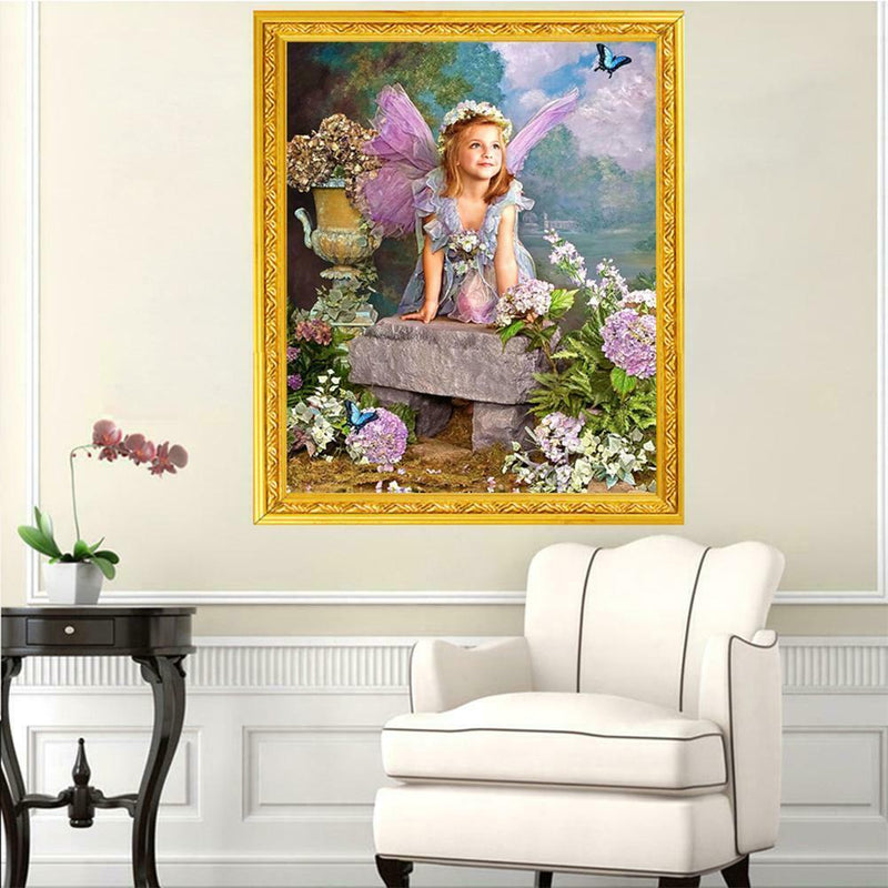 DIY Diamond Painting Cross Stitch Angle Girl In Flowers Diamond Embroidery