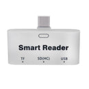 Mini 3 in 1 Type-C Port USB3.0 OTG SD/TF Card Smart Reader Adapter(White)