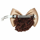 Ladies Hairnet Beige Rhinestone Inlaid Bowtie Hair Clip Snood Net