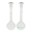 2 Pcs Lab 50ml Plastic Clear Long Neck Volumetric Measuring Flask w/ Stopper