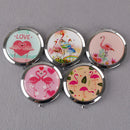 Women makeup compact pocket flamingo mirrors portable double-side folding mirrJR