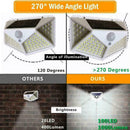 100 LED Solar Power PIR Motion-Sensor Wall Lights Outdoor Lamp Garden Water R8B5