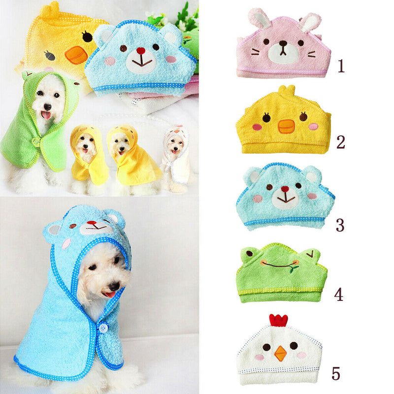 Pet Dog Cat Bear Design Puppy Bath Towel Bathrobes Pajamas Blanket Blue M