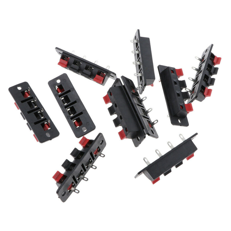 4 Way Speaker Terminal Strip Block Push Release Connector, Audio Cable Clip