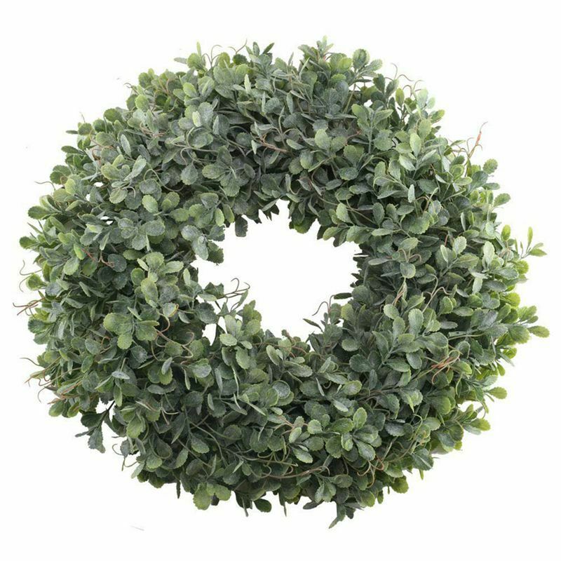Artificial Green Leaves Wreath - 17.5 Inch Front Door Wreath Shell Grass BoxP5C6