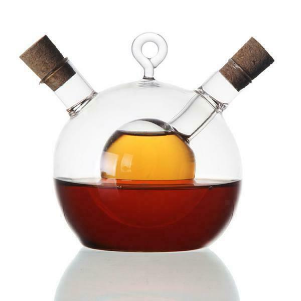 5pcs 2 Outlets Double Wall Glass Olive Oil Jar Vinegar Dispensing Bottle Pot