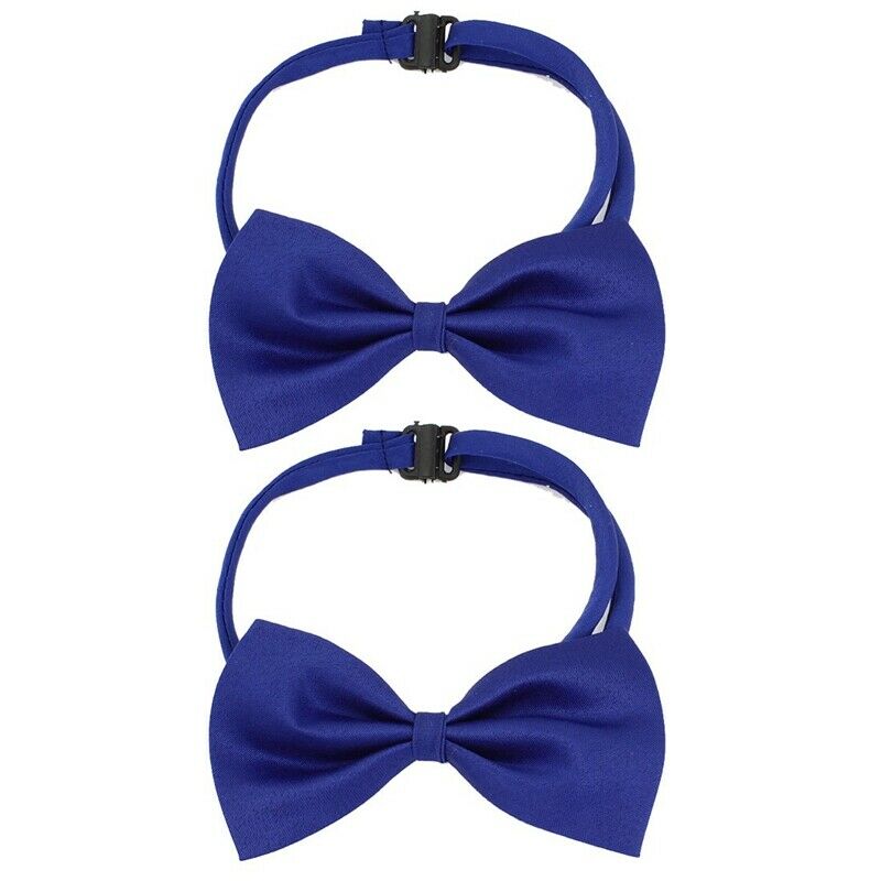 2PCS Adjustable Dog Doggie Puppy Polyester Collar Bowtie Bow Ties Royal Blu M2F2