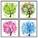 4PCS 5D Four Seasons Tree DIY Diamond Painting Embroidery Part Round  Diamond