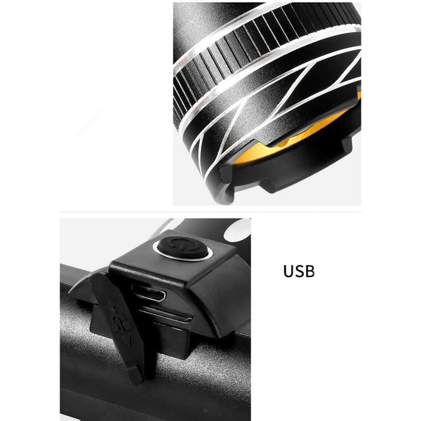 Rechargeable Bicycle Light Bike Front Headlight 150LM T6 LED Head Lights w/USB