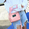 Letter Print Shoulder Bucket Handbags Women Canvas Crossbody Bags (Pink)