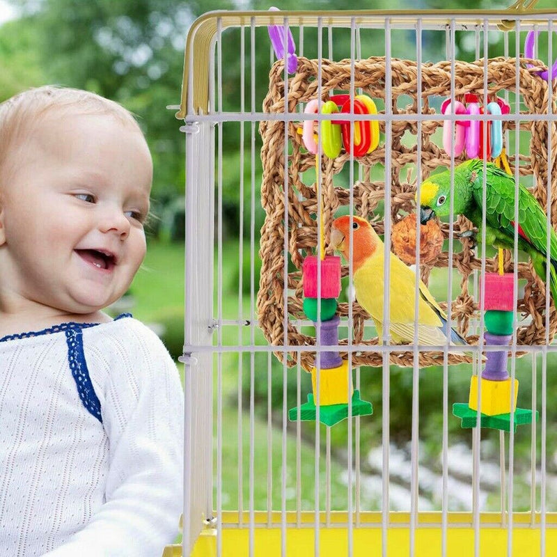 Pet Bird Parrot Swing Chewing Toys Cozy Hammock Fun Play Chew Stand Toys