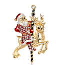 Santa Claus Deer Pin Brooch Crystal Badges Christmas Children Jewelry Gift