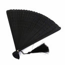 Bamboo Fan Patterned Openwork Dragonfly Pocket Fan Gift Decoration - Black V8V2