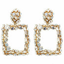 Fashion Women Hyperbole Za Crystal Square Big Dangle Earrings Wedding Jewel
