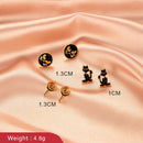 3 Pair Bat Dangles Drop Earrings Halloween Funny Women Ear Stud Jewelry (A) A