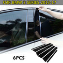 6Pcs Car Window Trim Pinano Cover/Black Pillar Posts For BMW 3Series 2013-2017