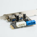 2 Port USB 3.0 PCI-E Expansion Card 19pin Header 4pin IDE Power Connector ME