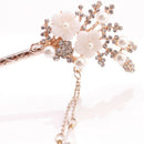 Women Elegant Flower Wedding  Hair Pin Colorful Hairpin Rhinestone Hair Stick-OZ