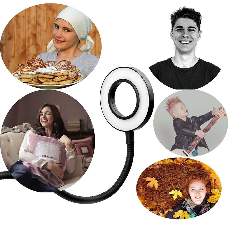 LED Selfie Ring Light with Cell Phone Holder Flexible Stand Stream Lamp ST-33