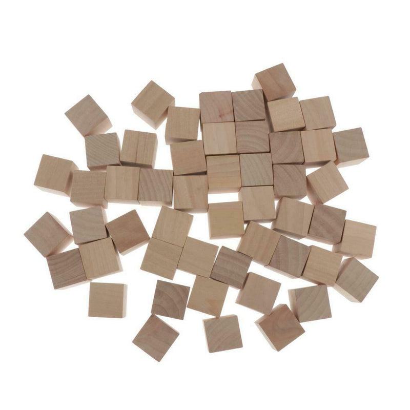50pcs Blank Wooden Cubes Unfinished Wood Blocks for Art Crafts and Carving