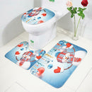 3 Pc/set Happy Santa Toilet Seat Cover Rug Bathroom Set Decor Soft Christmas