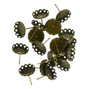 20 Brass Pendant Trays Blank Bases Cabochon Bezel for Earrings Ear Stud 12mm