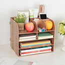Desktop Organizer Office Storage Rack Wood Display Shelf Display gray