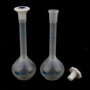 2 Pcs Lab 50ml Plastic Clear Long Neck Volumetric Measuring Flask w/ Stopper