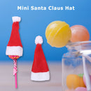 10pcs Christmas Decorations Mini Santa Claus Hats Xmas Cute Soft Candy Top A