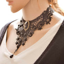 Black Lace Beads Choker Victorian Steampunk Gothic Collar Necklace Gift