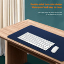Double-Sided Large Mouse Pad Waterproof Leather Keyboard Mat (Blue+Yellow)