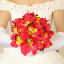 12-Head Artificial Silk Orchid Flower Wedding Decor Bridal Bouquet Party Red