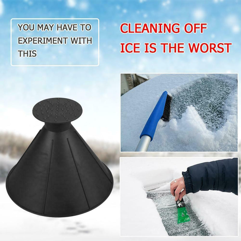 Cone Shaped Scrape Windshield Ice Scraper Funnel Remover (Black 14.5cm)