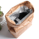 Brown Paper Lunch Bag Reusable Insulated Thermal Cooler Sack Magnetic Closure M&