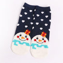 5pair European Fashion Christmas Sock Women Deerlet Santa Claus Print Short Sock