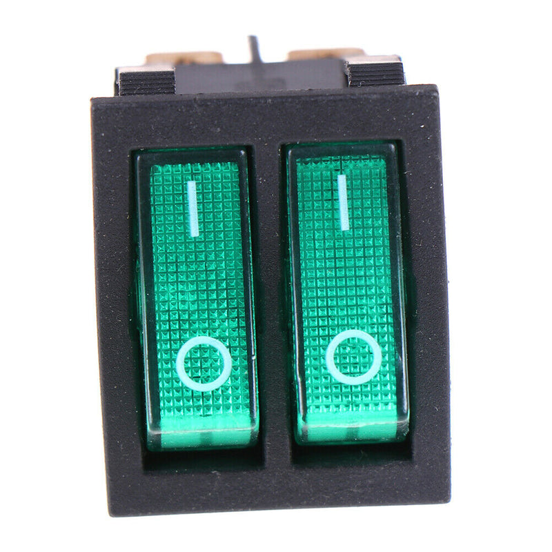 Double boat rocker switch 6 Pin On-Off with green light 20A 125VAC KCD6 Kw