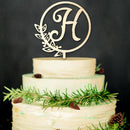 Letter H Initial Wood Cake Topper Wedding Anniversary Birthday Party Decor