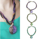 Latest Elegant Millet Chain Crystal Peacock Gem Pendant Necklace Jewelry Blue