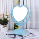 Beige Makeup Mirror Heart Shape Rotatable Stand Table Compact Mirror Plasti O8D7