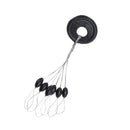 600 Pcs/100 Groups Fishing Bobber Stopper 6 In 1 Black Rubber Oval Float Sp