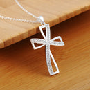 Fashion Crystal Cross Pendant Sweater Chain Necklace Statement Jewelry Gift  BX